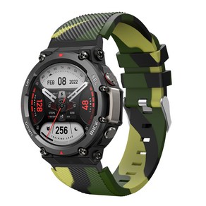 카모플라쥬 실리콘 스트랩 Amazfit T Rex 2용, 아미 그린, Amazfit T-Rex