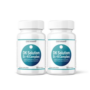 NANOWELL DK Solution 소프트젤 120개 X 2병 비타민 D3 K 복합체 - 뼈 치아 및 근육 건강을 위한 식이 보충제 면역 지원 240개