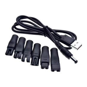 충전 컨버터 커넥터 이발기용 변환 커넥터, 6pcs 및 USB 케이블, 2.1mmx5.5mm, PVC