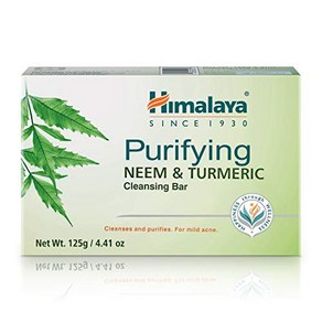 Himalaya Puifying 님amp강황 클렌징 바 부드럽고 투명하고 여드름 없는 피부를 위한 얼굴 및 바디 비누 6팩, 125g