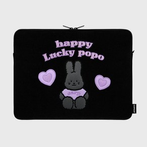 어프어프 노트북 파우치, HAPPY LUCKY POPO-BLACK (13인치), 1개