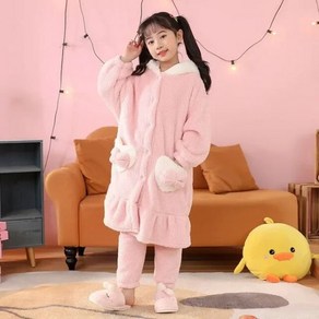 산리오 잠옷 시나모롤 어린이 파자마 홈웨어 후드 투피스 겨울 기모 가운 원피스 레이스 여아