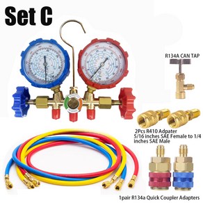압력계 3 134a R32 게이지 충전용 R R410a 매니폴드 프레온 공기 세트 진단 냉동 404A AC 웨이, 03 Set C
