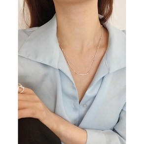 로스도스two line necklace (silver 925) - 심플 레이어링한 듯 연출되는 두줄 뱀줄 기본 체인 은목걸이