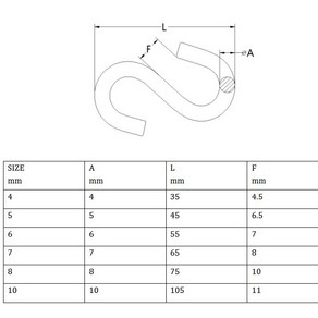 스포츠코리아 S형고리 강철 카라비너 후크 M3 4 5 6 7 8 10