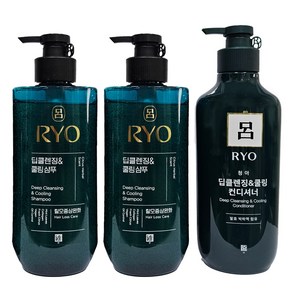 려 청아 딥클렌징 쿨링 샴푸 480ml 2개 + 컨디셔너 550ml 1개 세트, 1세트