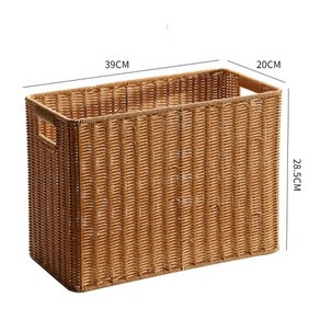 라탄바구니 다용도 라탄 옷 수납함 정리함 수납박스 박스 보관함, 1개, 좁고 높은 밝은 39 X 20 X 28.5cm