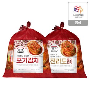 종가 종가집 중부식 포기김치5.2kg + 전라도식 포기김치5.2kg, 5.2kg, 2개