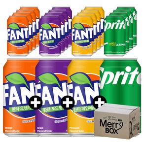 [메리박스] 355ml x 24캔 혼합선택 환타 오렌지 포도 파인애플 스프라이트, 24개입, 02)환타각6개{오렌+포도+파인}+{스프6}