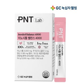 100% 식물유래 GC녹십자웰빙 PNT 미오이노시톨 밸런스 4000 콜린 엽산 레몬맛, 1박스