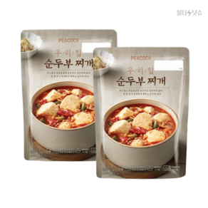 피코크 순두부찌개 얼큰한 우리집 순두부찌개, 2개, 500g