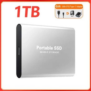 휴대용 고속 외장 하드 드라이브 노트북 맥 PC용 외장 솔리드 스테이트 드라이브 1TB 2TB USB3.1 500g, 없음, 22) Silve-1TB