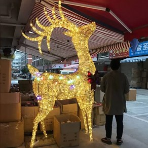 대형 루돌프 겨울 캠핑장 장식품 사슴 장식 썰매 조명 소품 카페 크리스마스 조명, 1개