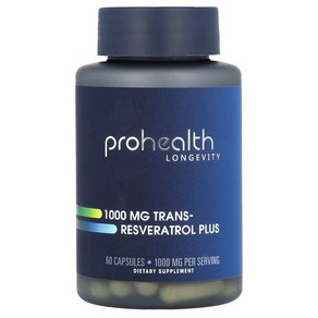 PoHealth Longevity 트랜스-레스베라트롤 플러스 1000mg 캡슐 60정(캡슐당 500mg), 60정, 1개