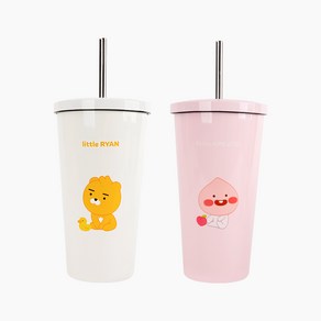 리틀프렌즈 스텐 빨대 텀블러, 리틀어피치, 473ml