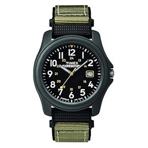 Timex 남성용 익스페디션 캠퍼 40mm 시계 - 블랙 패스트랩 화이트 다이얼 블랙 케이스 블랙/화이트/블랙/피너츠 모던., 초록색