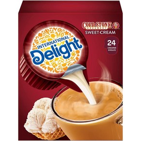 International Delight 커피 크리머 싱글스 콜드 스톤 스위트 크림 글루텐 프리 인터내셔널 딜라이트 13ml 24개입 1팩