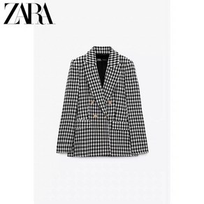 ZARA 자라 더블 브레스트 하운드 투스 트위드자켓