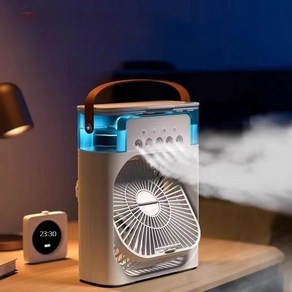 멜로우버디 3in1 미니 휴대용 에어컨 선풍기 가습기 냉풍기 사무실 탁상용 LED 무드등, 블랙