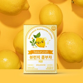 NEW 디자인 뷰런치 콤부차 레몬 / 당류 제로 / 15kcal / 제로탄산 / 다이어트 / 유산균, 1박스, 15개입, 5g