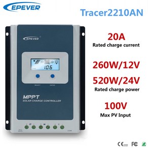 태양광충전 디스플레이 태양열 전지 MPPT 태양 납산 리튬에 충전 12V 24V EPEVER 컨트롤러 고효율 패널 레귤레이터 10A20A30A LCD, 1개