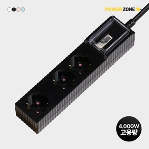 파워존 4000W 국산 고용량 웨이브 멀티탭 과부하차단 3구 50cm 1.5m 3m 5m 7m, 과부하차단 3구 5m블랙, 1개