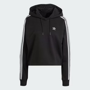 아디다스 우먼스 후드티 AdiColo 3S 쇼트 Hoodie 블랙-화이트 3S