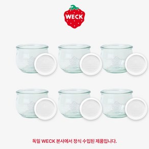 [WECK]튤립 744(580ml) 유리병 세트, 6개, 유리병+PE밀크 뚜껑 L (국내생산)