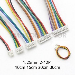 마이크로 JST 125mm 피치 암 커넥터 와이어 5 개 10CM 15CM 20CM 30CM 케이블 28AWG 23456789101112 핀 더블 헤드