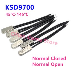 정상 개방 바이메탈 디스크 온도 스위치 온도조절기 열 보호대 KSD9700 250V 5A 85C 95C 섭씨 45-145, 45 degee, Nomal Closed(NC), 1개