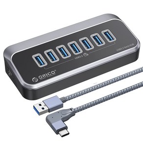 오리코 USB3.2 Gen2 10Gbps 4/7포트 스탠드형 USB허브, USB*7, A to C케이블((1m-90°)+C to A변환젠더, 1개