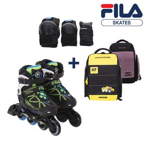 FILA WIZY COMBO 유아동 인라인+보호대+가방 세트, 블랙블루L(215-240)_8026473430740, 1개