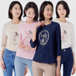 [지센] 여성 슬럽 세레나 라운드 7부티셔츠(색상4종) LCTSP322