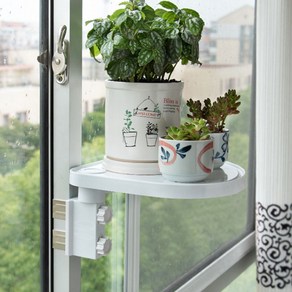 유스몰 무타공 창틀 화분 선반 걸이 정리대, 1단, 화이트