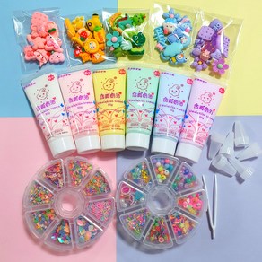 데코덴 꾸미기 DIY 세트 탑꾸 폰꾸 생크림본드 데코 파츠 토핑 모음, 데코덴패키지, 1세트