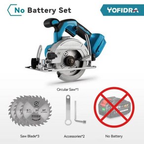 Yofida 브러시리스 무선 전기 원형 톱 Makita 18V 배터리용 목재 절단기 0 ~ 45 조정 가능 5 인치 125mm, 1) 1 Battey - EU, 1개