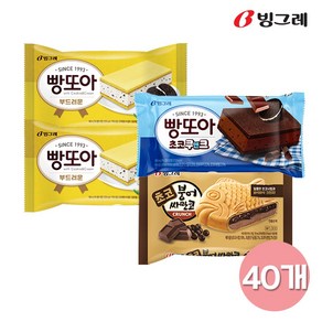 빙그레 아이스크림 빵소프트20 초코붕어10 빵초코쿠앤크10, 40개, 172ml