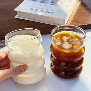 홈카페유리컵 아이스커피 내열유리컵, 2개