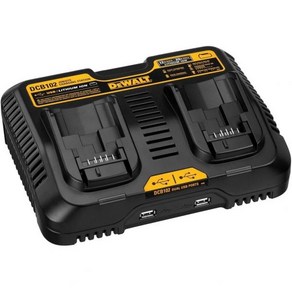 DEWALT 12/20V MAX 배터리 충전기 유선 듀얼 충전 스테이션 2-USB 포트 포함(DCB102), Black, 1개