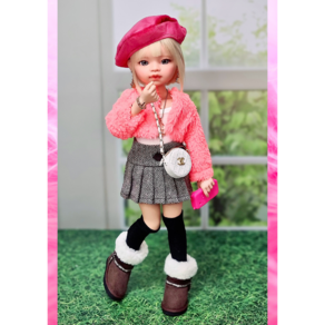 #파올라레이나 32cm ( 오렌지핑크 양털 볼레로(숏)) #USD 26cm #도리스돌 30cm 옷[마구샵]#구체관절인형#bjd#인형옷#다락아이#관절바디#완제품, 도리스돌 30cm, 1개