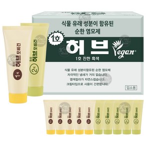 동성제약 허브포비건 칼라크림 업소용 70g 6세트(1제 6개+2제 6개) 묶음 옻안타는 허브 스피디 PPD없는 염색약, 1호 진한흑색, 1개