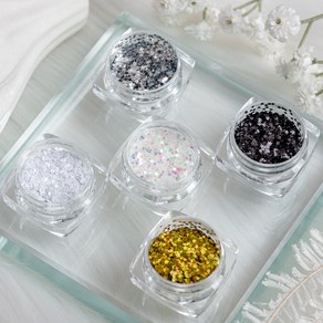 네일은재료빨 초미니 1mm 쪼꼬미 글리터, 1개, 쪼꼬미 별 글리터 5종세트