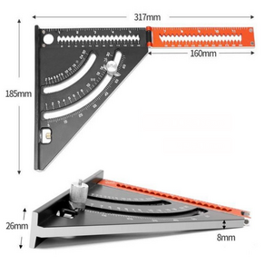 목공 삼각자 직각자 스피드 스퀘어 접이식 확장식 알루미늄 각도 조절 가능, 1개
