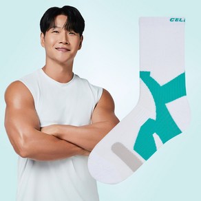 [셀버린 테이핑 양말 남자 중목] 발목보호대 크로스핏 마라톤 러닝양말 발목테이핑, 화이트, 1개