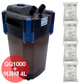 QQ아쿠아 외부여과기 QQ1000+물멍 프리미엄 링 여과재 1L x 4개 풀세트 BC1000