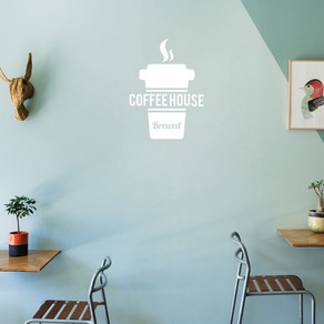 뮤즈 카페 매장 가게 커피 포인트 스티커 COFFEE HOUSE, 흰색