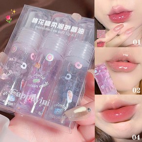 3피스 투명 글리터 립 글로스 세트 클리어 워터 라이트 립 글레이즈 모이스처 라이저 컬러 변경 립 오일 젤, [02] CA05-B, 1개