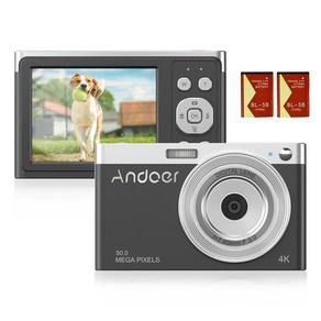 Andoe IPS 50MP 2.8인치 IPS패널 4K 디지털 카메라, 블랙