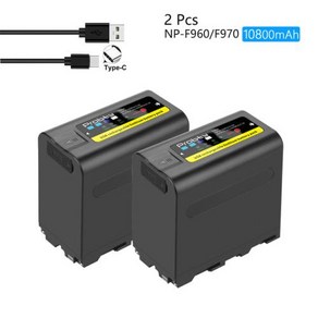 Pobty USB 충전 출력 배터리 소니 PLM-100 CCD-TRV35 MVC-FD91 MC1500C 용 NP-F980 NP-F970 NPF960 NPF970 6800, 6) 2 10800mAh Battey