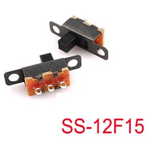 슬라이드 스위치 / SS-12F15-6mm / ON-OFF 스위치 / 핸들높이 6mm / 허용전류 0.5A / SPDT 스위치, 1개